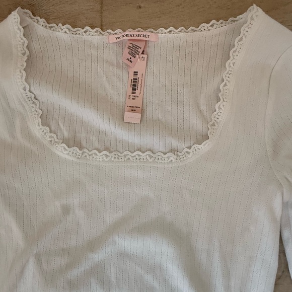 NWT VICTORIA'S SECRET Pointelle Modal Long-Sleeve & Shortie Set / Size Medium - Picture 7 of 12